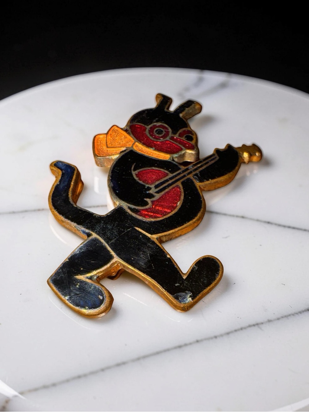 Krazy Kat Enamel Cartoon Cat Brooch - Picture 3 of 3